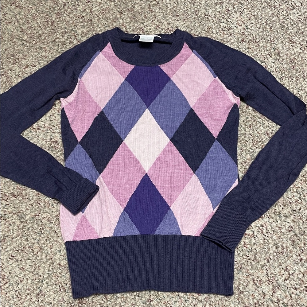 Nike 100% merino wool Argyle Patterned long body Sweater - Pink and Purple